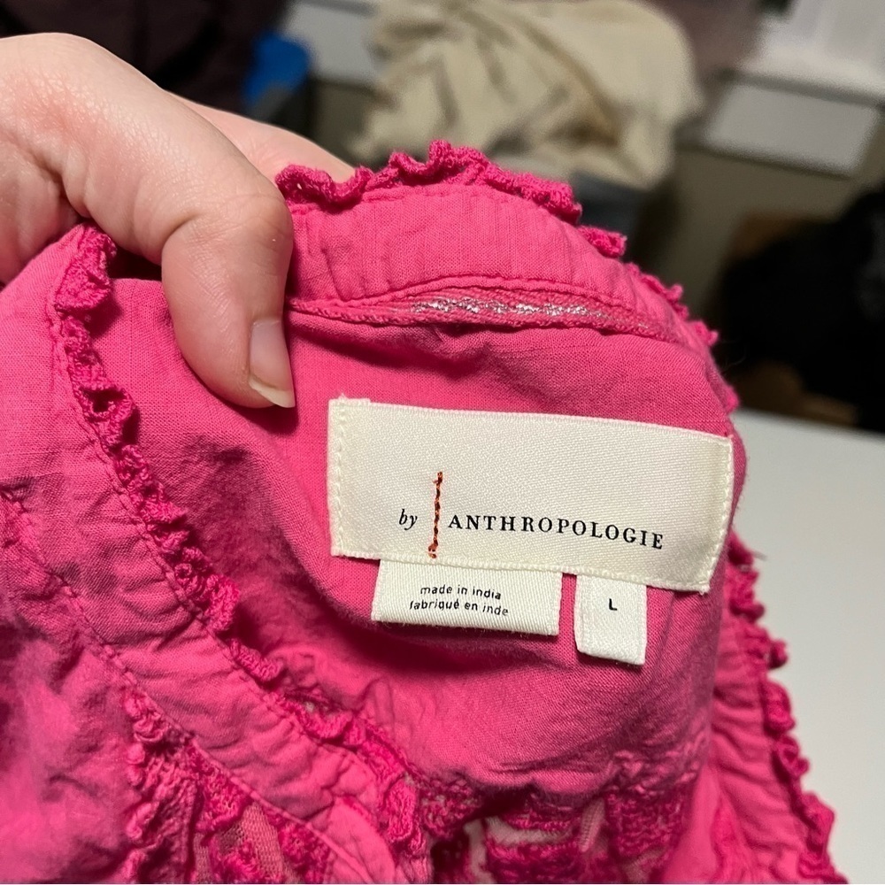Anthropologie Pink Sleeveless Button Up Blouse Large M2 - Picture 5 of 8